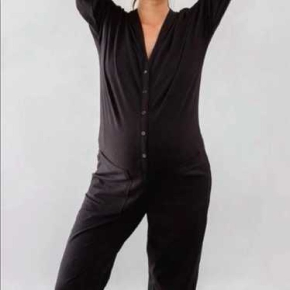 Classic Women's Black Button-Front Jumpsuit